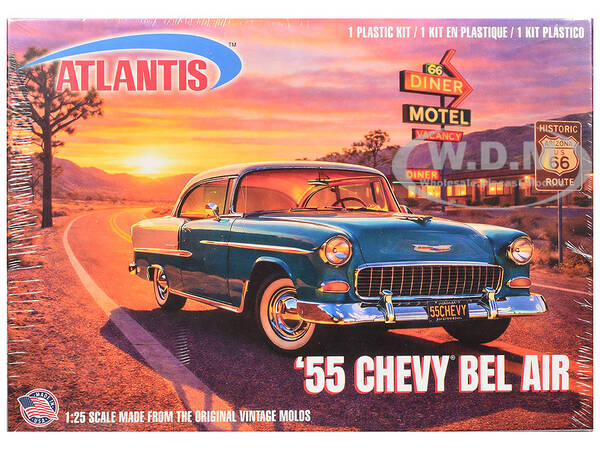 Skill 3 Model Kit 1955 Chevrolet Bel Air Hardtop Route 66 1/25 Scale Model by Atlantis