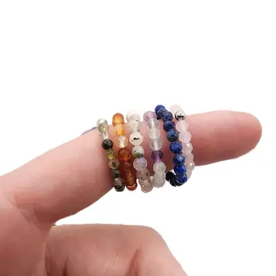Gemstone Beaded Ring Natural Stone Jewelry