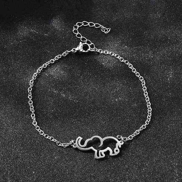 201 Stainless Steel Elephant Link Bracelets