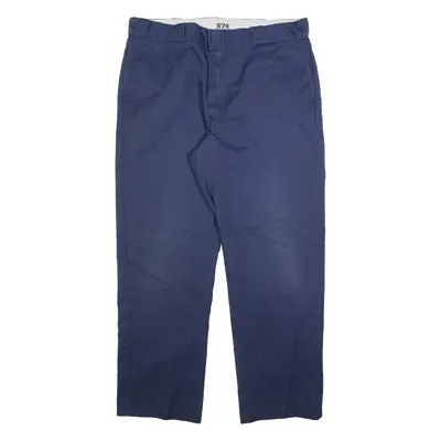 DICKIES Mens Trousers Blue Regular Straight W40 L32