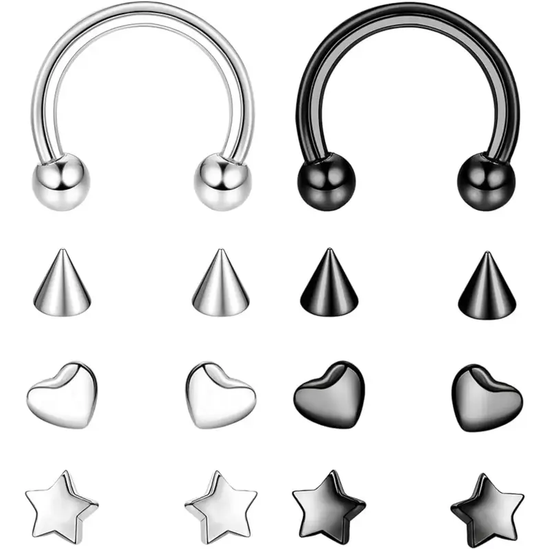 FLORIDECO 16g G23 Titanium Horseshoe Septum Rings for Women Men Horseshoe Nose Rings Hoop Helix Cartilage Tragus Earrings Eye...