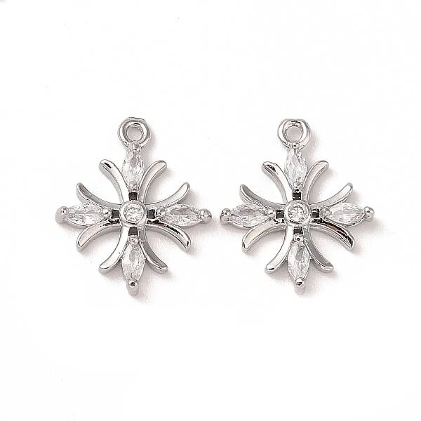Brass Micro Pave Clear Cubic Zirconia Pendants