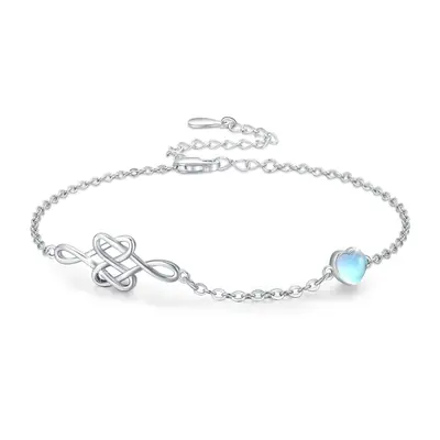 Sterling Silver Heart Moonstone Celtic Knot Charm Bracelet For Women Best Friend