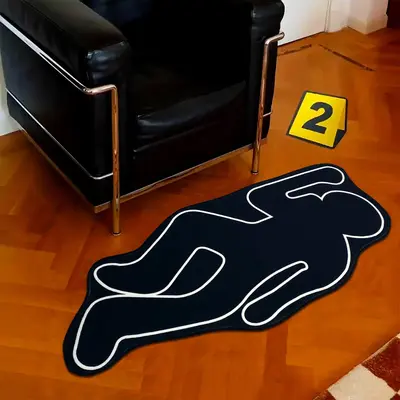 Simulation Humanoid Crime Scene Living Room Rugs, Room Decor Area Rug, Bedroom Bedside Rug, Abstract Irregular Shape Floor Ma...
