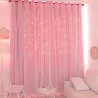 Star Cut Out Curtain Blackout Curtains - Drape Tulle Covered, Light Blocking, Bright, Peek-a-Boo, Thermal Insulated