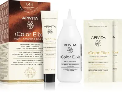 Apivita My Color Elixir ammonia-free hair dye color 7.44 Intense Copper Blonde