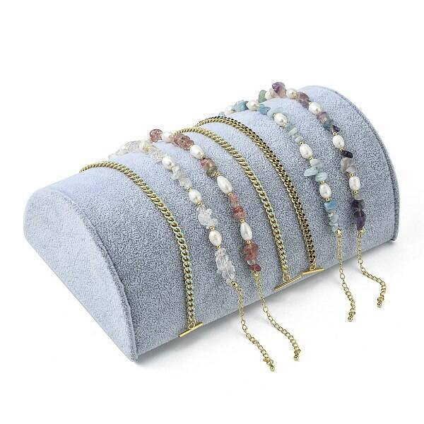 Wooden Half Round Jewelry Bracelet Displays