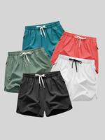 Men's Drawstring Zipper Pocket Shorts, Casual Elastic Waist Beach Shorts for Summer, Mens Shorts, Breathable Men's Bottoms fo...