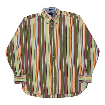 Tommy Hilfiger Striped Shirt - Large Green Cotton