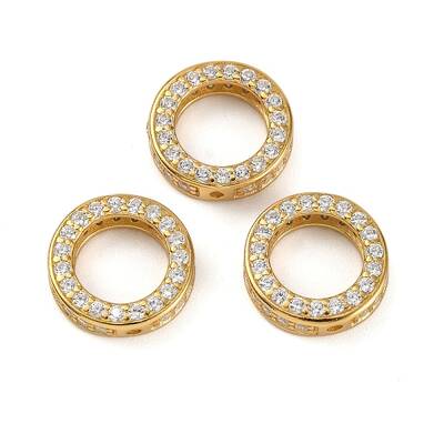 925 Sterling Silver Micro Pave Clear Cubic Zirconia Bead Frames