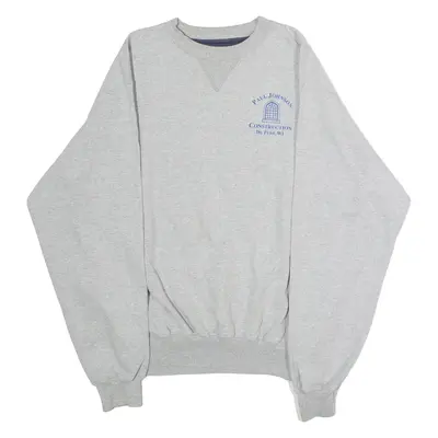 CHAMPION Paul Johnson Construction Mens Sweatshirt Grey Crew Neck USA M