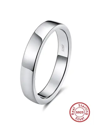 S925 Sterling Silver Simple Style Plain Color Ring, Fashion Accessories for Women & Girls, Trendy All-match & Exquisite Jewel...