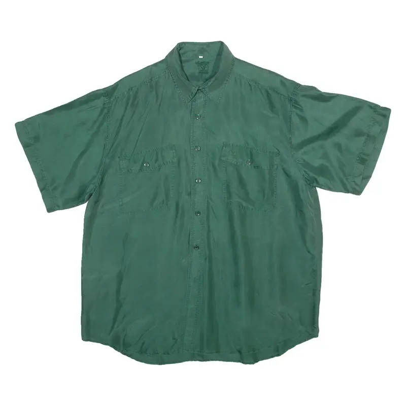 VALENTINO Mens Plain Shirt Green Silk L
