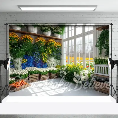 Colors Flower Green Leaf Door Spring Photo Backdrop - Aperturee