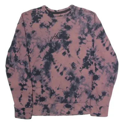 HOLLISTER Tie Dye Mens Sweatshirt Pink Crew Neck XL