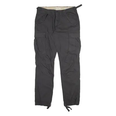 H&M Cargo Mens Trousers Grey Regular Straight W33 L32