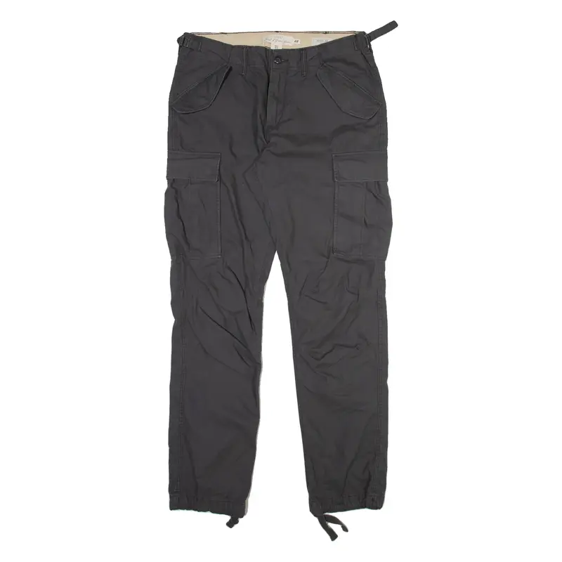 H&M Cargo Mens Trousers Grey Regular Straight W33 L32