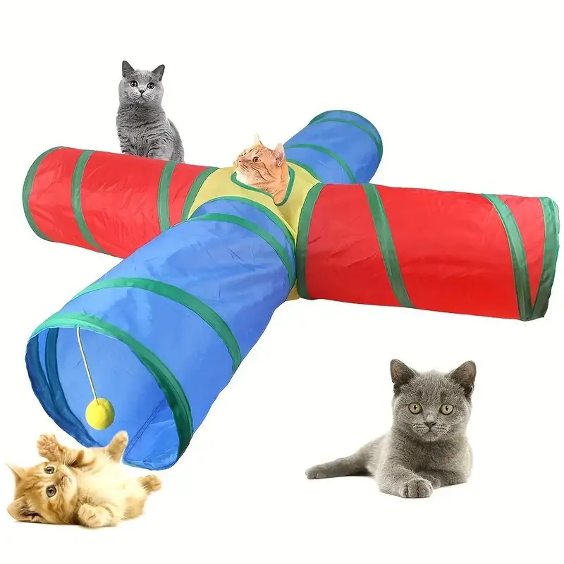 Foldable Cat Tunnel, Cat Tunnel with Cat Toys, Interactive Cat Tunnel, Fun Indoor Cat Toy, Pet Supplies, Dog & Cat Accessorie...