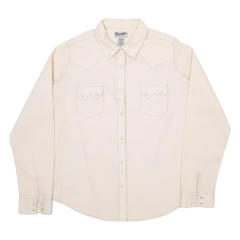 WRANGLER Womens Plain Shirt Cream Long Sleeve XL