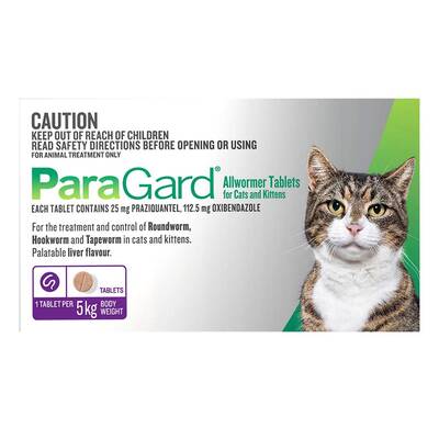 Paragard Wormer For Cats Up To 5 Kg (Upto 11lbs) 100 Tablets