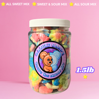 1.5lb Gummy Candy Jar - Your Favorite Sweet & Sour Assorted Mixed Gummies - Blue Raspberry, Watermelon, Strawberry, Apple, Pe...