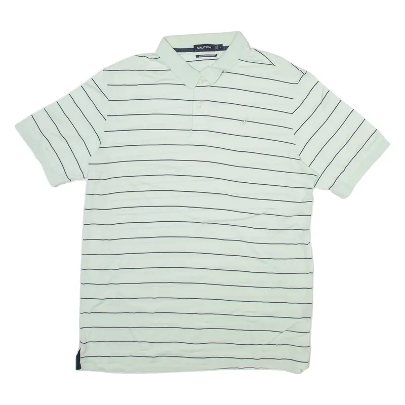 NAUTICA Mens Polo Shirt Green Striped L