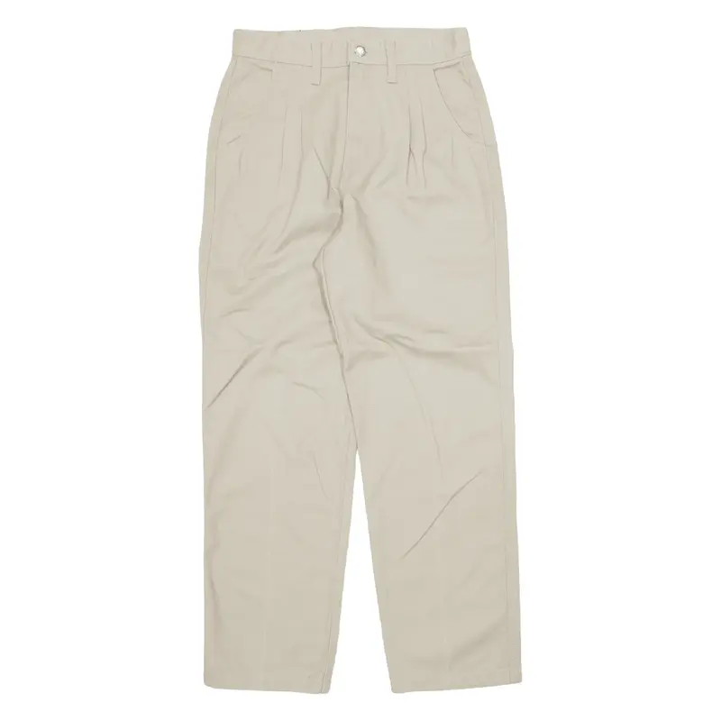 ROCKIES Pleated Trousers Beige Relaxed Tapered Womens W28 L30