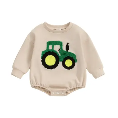 3 6 9 12 18 Months Baby Boy Clothes Fuzzy Tractor Romper Bubble Bodysuit Newborn Outfit Infant Clothes