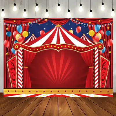 Circus Red Tents Stars Carnival Birthday Backdrop - Aperturee