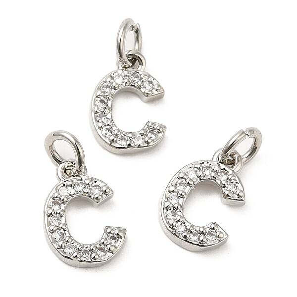 Brass Micro Pave Grade AAA Cubic Zirconia Charms