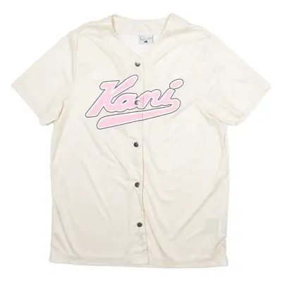 KARL KANI Mens Jersey Beige Button Neck L