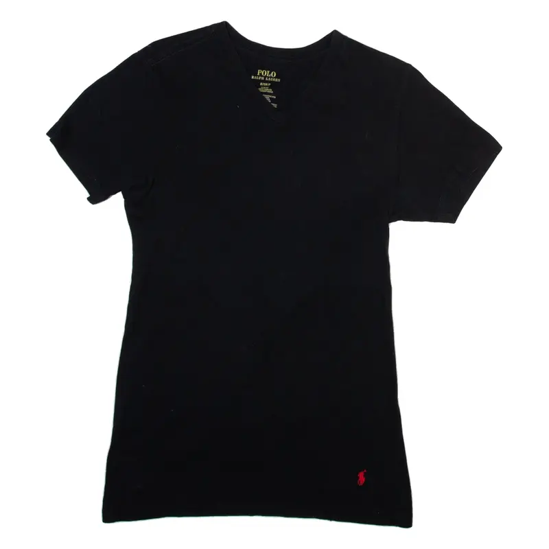 POLO RALPH LAUREN Womens T-Shirt Black V-Neck S