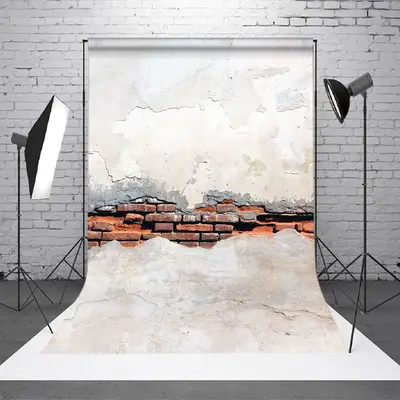Retro Worn White Red Brick Wall Photoshoot Backdrop - Aperturee