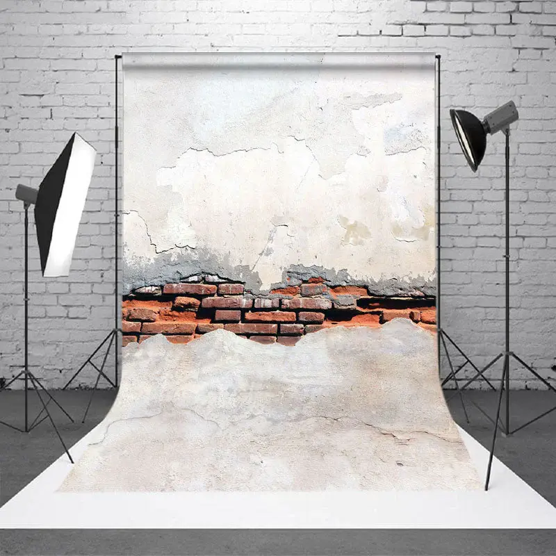 Retro Worn White Red Brick Wall Photoshoot Backdrop - Aperturee
