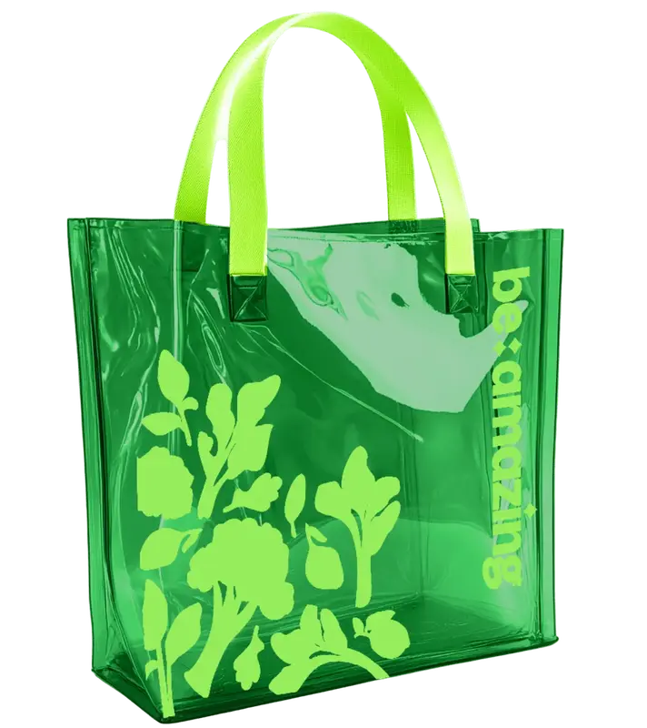 Be Amazing Green Transparent Tote - Y2K Style Green Design Tote