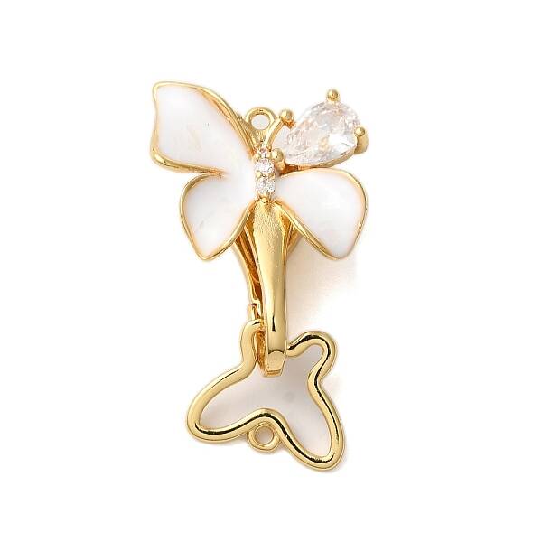 Brass Micro Pave Clear Cubic Zirconia Fold Over Clasps
