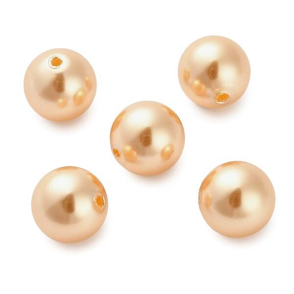 Baking Painted Pearlized Glass Pearl Round Beads