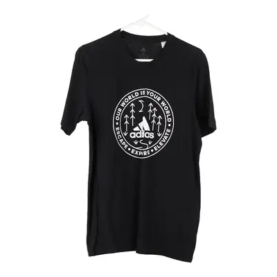 Adidas Graphic T-Shirt - Small Black Cotton