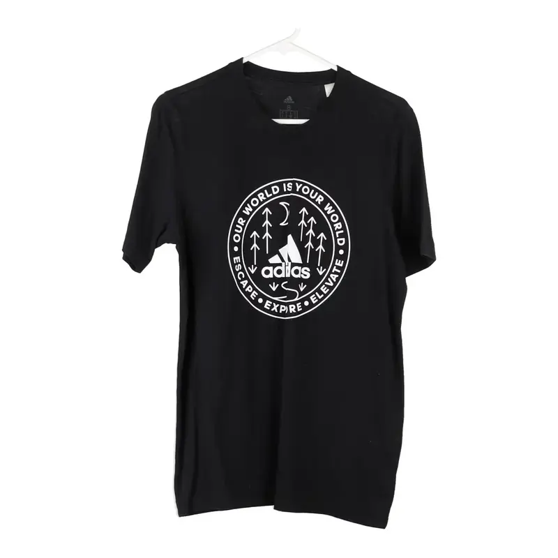 Adidas Graphic T-Shirt - Small Black Cotton