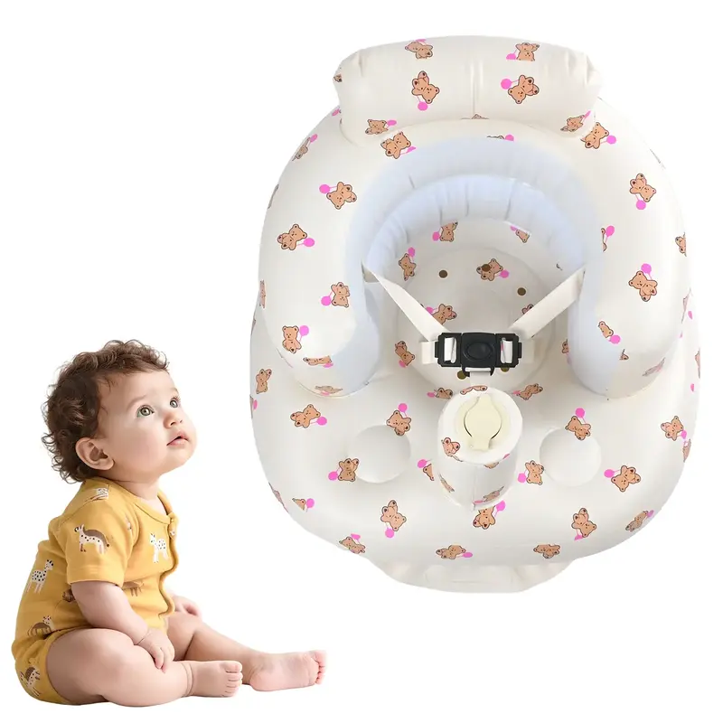 Upgraded Inflatable Baby Seat for 3-36 Months, 3-Point Harness and Built-In Air Pump, Waterproof Back Support for Learning to...