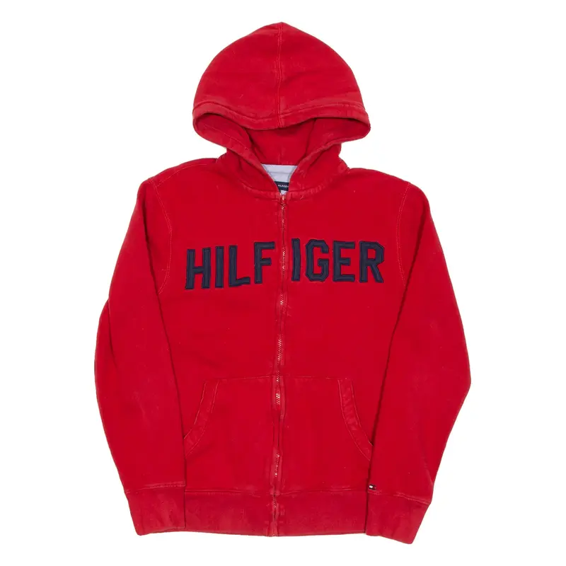 TOMMY HILFIGER Mens Red Hoodie Full Zip S