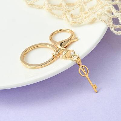 304 Stainless Steel Initial Letter Key Charm Keychains