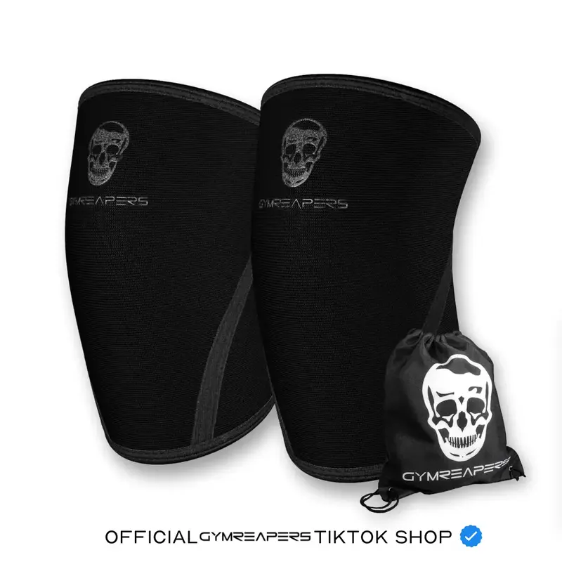 Gymreapers 7MM Neoprene Knee Sleeves Pair All Black for Squats Deadlifts Leg Day Powerlifting Support with Reinforced Stitchi...