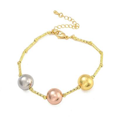 Rack Plating Round Brass Beaded Bracelets for Women