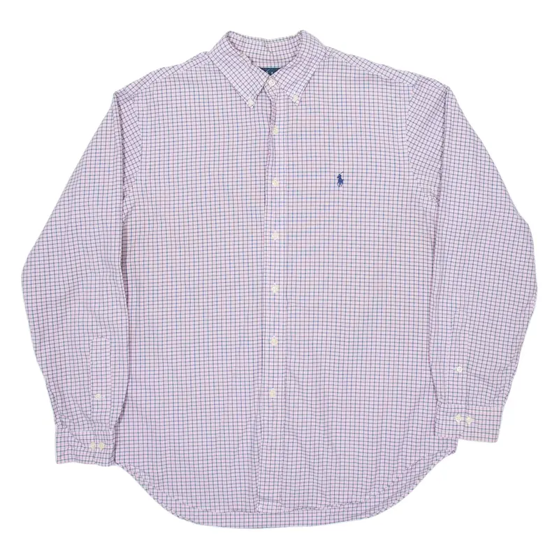 RALPH LAUREN Mens Shirt Pink Check Long Sleeve XL