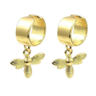 Rack Plating Brass Bee Dangle Cuff Earrings