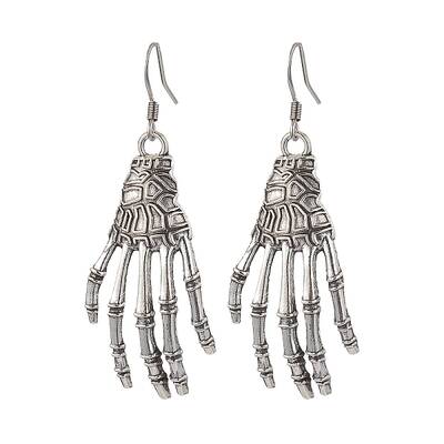 Halloween Themed Skull Hand Dangle Earrings