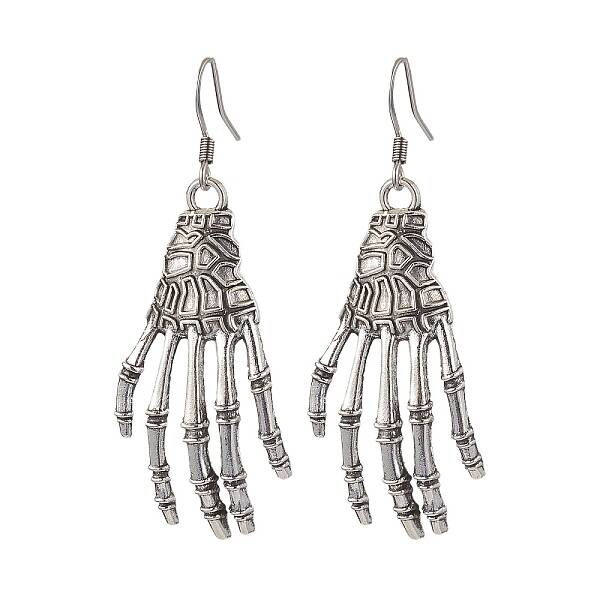 Halloween Themed Skull Hand Dangle Earrings