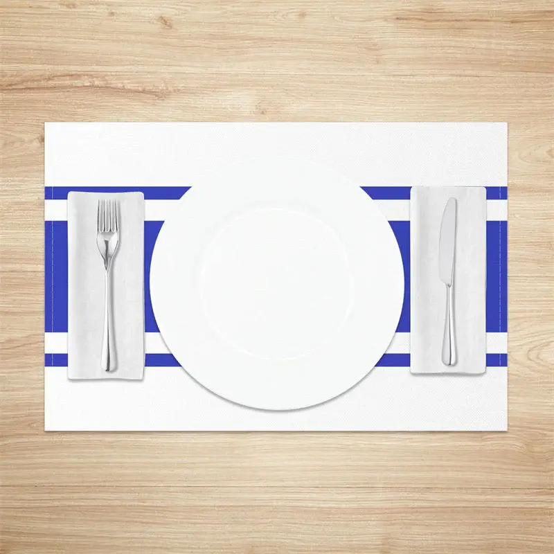 Dark Blue White Simple Dining Set Of 4 Placemats - Aperturee