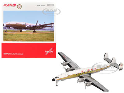 Lockheed L-1649A Starliner Commercial Aircraft Alaska Airlines - Golden Nugget Service (N7316C) White and Gold with Red Strip...